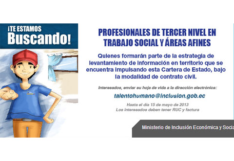PROFESIONALES DE TERCER NIVEL EN TRABAJO SOCIAL Y ÁREAS AFINES
